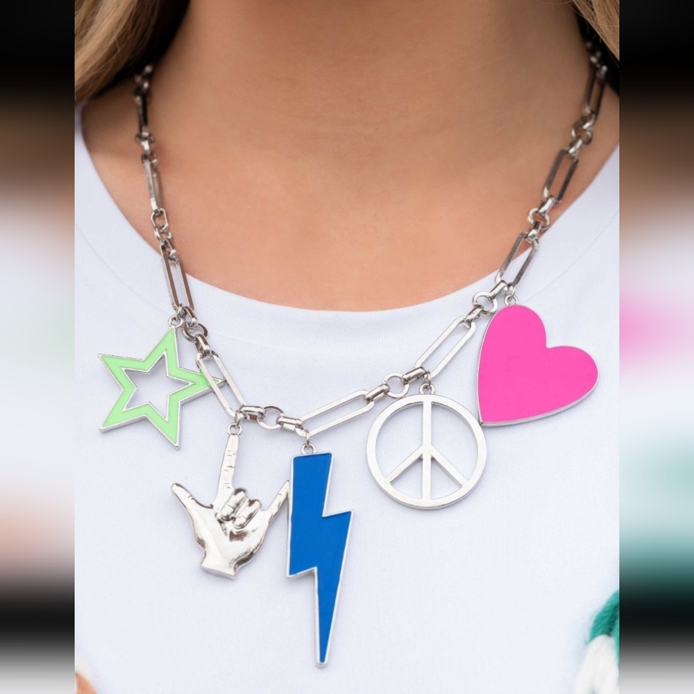 Paparazzi Silver Pink Charm Necklace Jewelry Haute Hippie Multi Fashion Jewelry - Picture 6 of 6